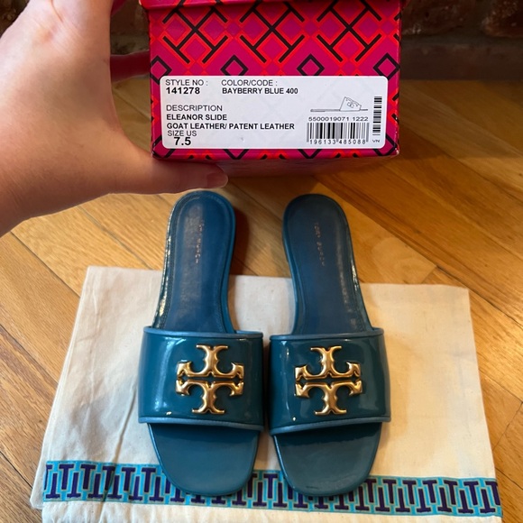 Tory Burch Patent Leather Eleanor Slides - Picture 10 of 13
